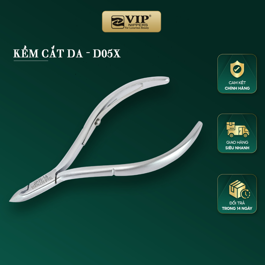 Kềm Cắt Da VIP cao cấp, Thép Không Rỉ (INOX), mang tròn, D-05x/v (1 chống, 2 chống)