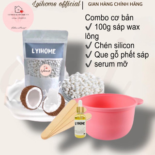 Bộ combo cơ bản sáp wax lông, chén silicon, serum mỡ kèm que gỗ phết sáp wax lông tiệt trùng dễ sử dụng Lyihome.20