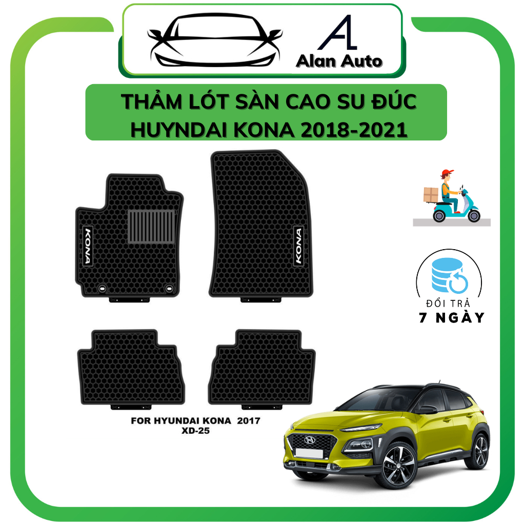 Thảm lót sàn ô tô Hyundai Kona 2018-2021, bộ trải sàn cao su PVC đúc, không mùi dễ dàng vệ sinh giá tốt