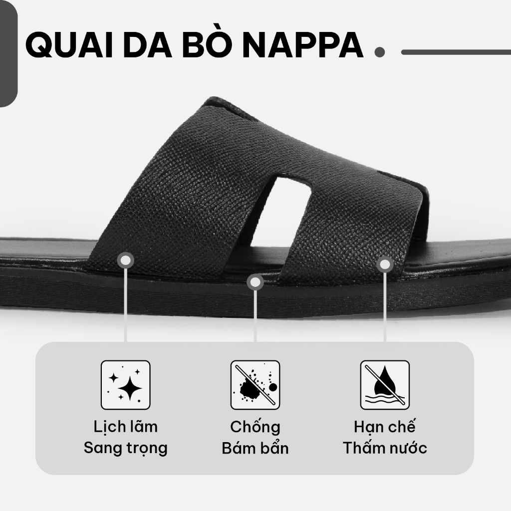 Ảnh Dép chữ h G2 Helios quai ngang da bò cao cấp, Dép hermes nam thời trang công sở đi làm 2