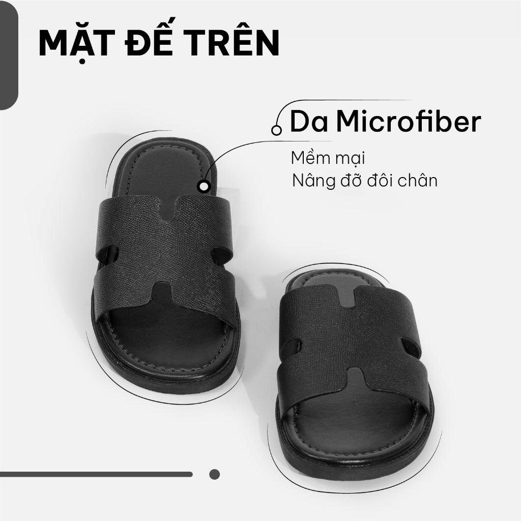 Ảnh Dép quai ngang nam G2 kiểu dép lê chữ h quai da bò thời trang cao cấp thích hợp đi làm, đi chơi 3