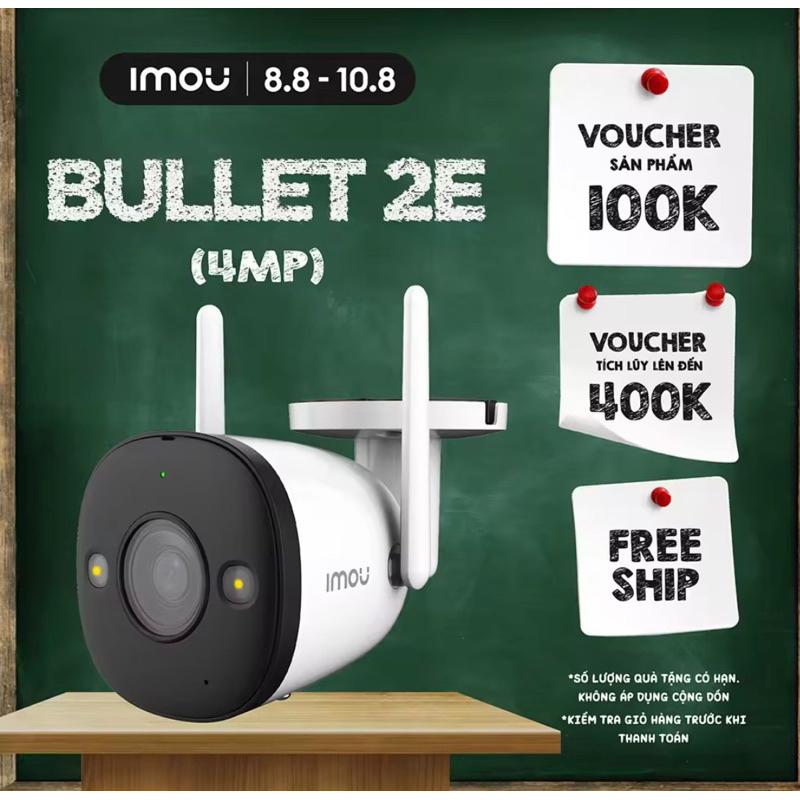 Camera Wifi ngoài trời Imou Bullet 2E (4MP) I IPCF42FP I 4 chế độ màu