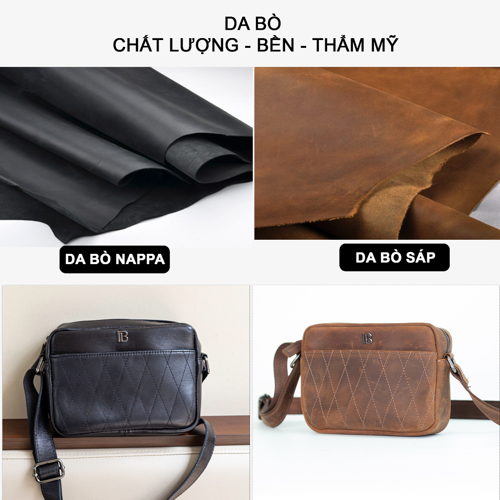 Ảnh Túi đeo chéo da bò Saturn Bụi Leather DC111a Da bò Nappa cao cấp 2