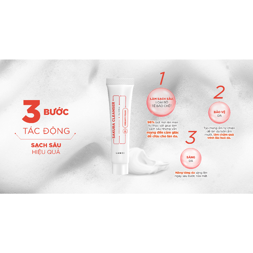 Ảnh Sữa rửa mặt dịu nhẹ LANCI sạch sâu, làm sáng da minisize 10ml 4