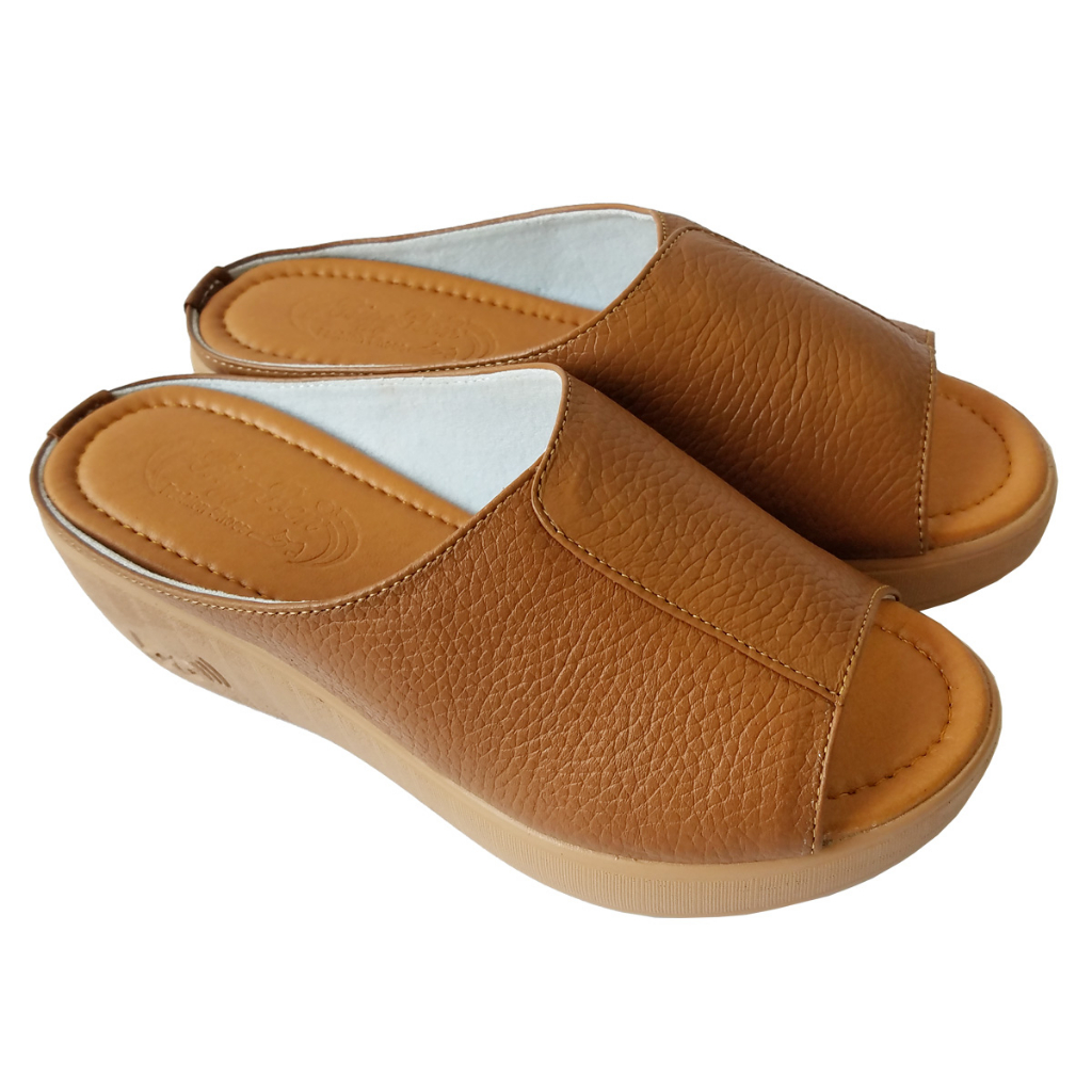 Dép xuồng nữ da bò thật BIGGBEN cao 5 phân HKD724
