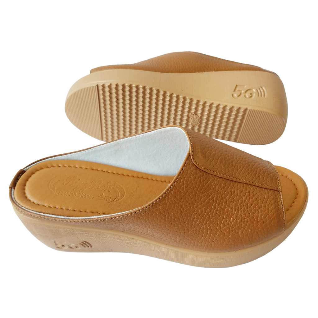 Dép xuồng nữ da bò thật BIGGBEN cao 5 phân HKD724