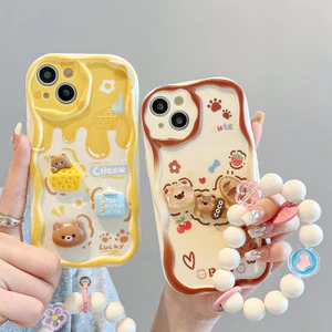 Ốp lưng iphone sóng nổi gấu 3D Cho IPhone 14 12 13 11 Pro Max 6 6S 7 8 Plus X XS XR kèm dây đeo xx1050
