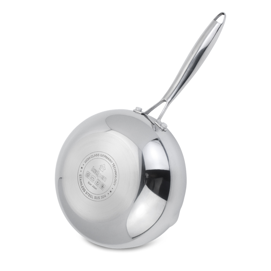 Ảnh Chảo INOX 316 Cao Cấp 3 Lớp Liền Khối Miệng Rót Zenger Size 20-24-26-28cm Chính Hãng KALPEN ĐỨC 4