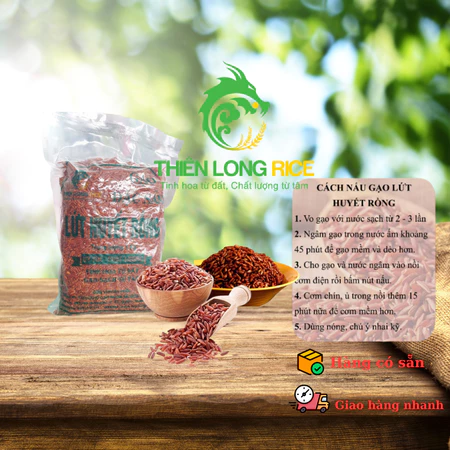 Gạo Lứt Huyết Rồng (LOẠI 1) 1KG - Gạo Lứt Huyết Rông Hút Chân Không Cao Cấp