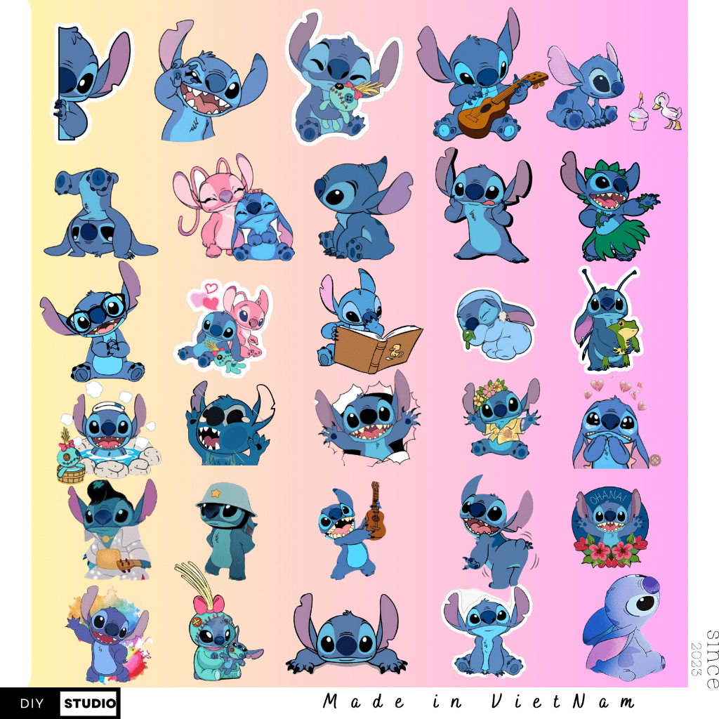 100 sticker Phim Hoạt Hình Interstellar Baby Dán Stich Họa Tiết Vui Nhộn Trang Trí DIY Ốp Điện Thoại STICH DISNEY