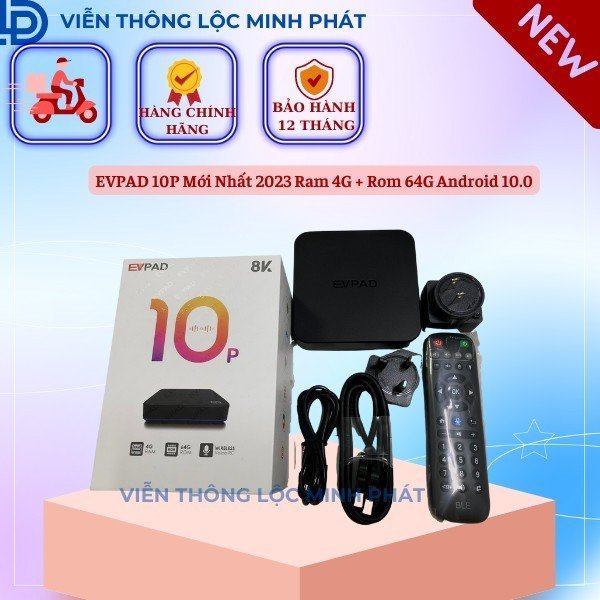 EVPAD 10P Mới Nhất 2023 Ram 4G + Rom 64G Android 10.0 Tivi Box Xem 