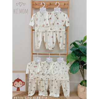 Bộ sơ sinh Petit sợi tre cao cấp cho bé size 0-3m, 3-6m