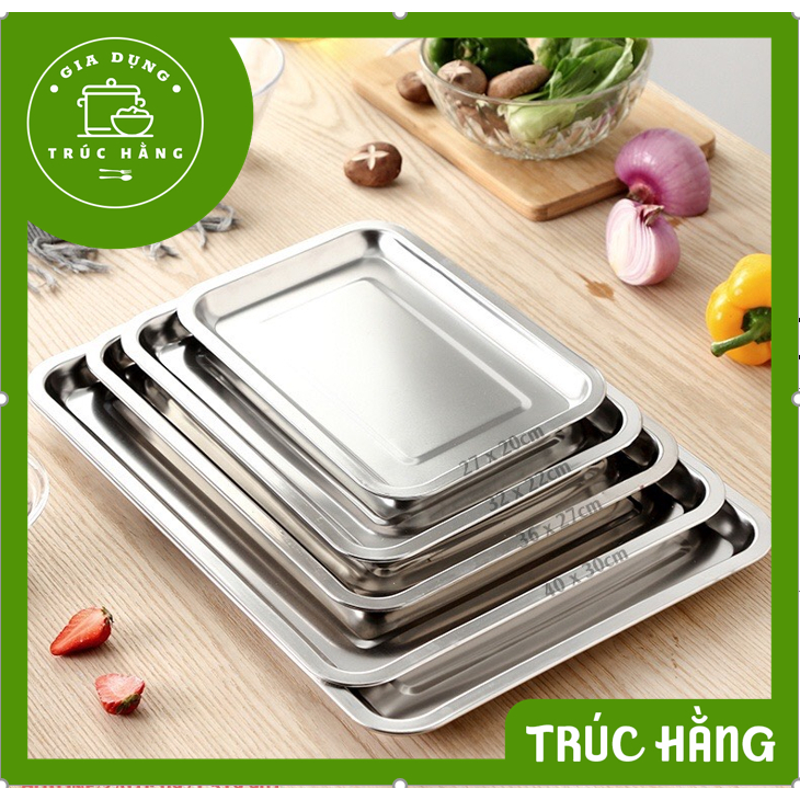 Khay- Mâm inox chữ nhật cạn nhỏ đủ size | Shopee Việt Nam