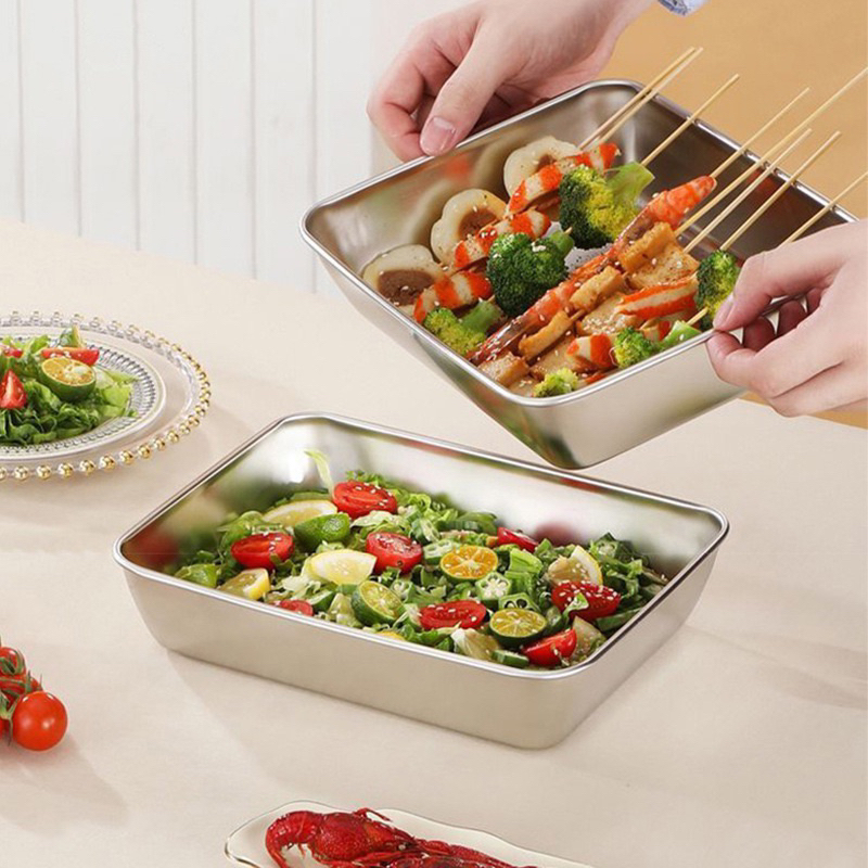 HỘP ĐỰNG THỨC ĂN BẰNG INOX 304 CỠ LỚN CÓ LẮP ĐẬY KHAY INOX 304 ĐỰNG THỰC PHẨM CAO CẤP CHỐNG RỈ SIZE TO