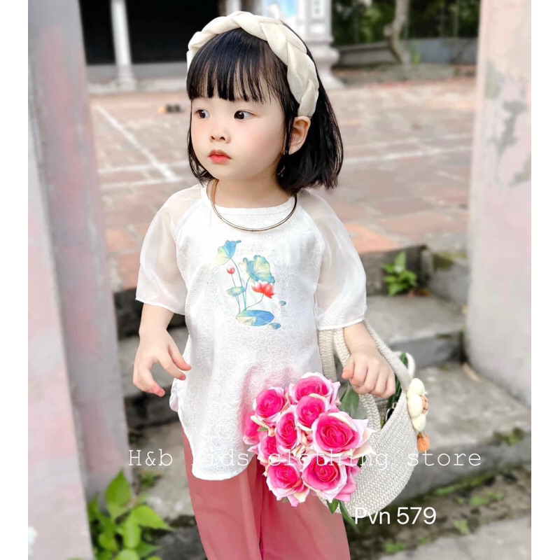 áo bà ba in hình hoa sen cho bé