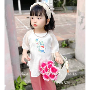 áo bà ba in hình hoa sen cho bé