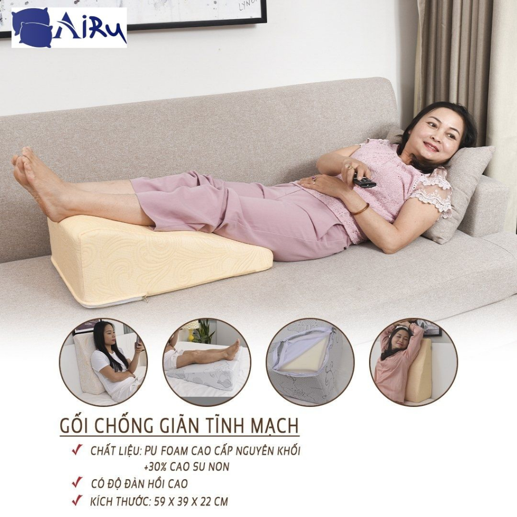 Gối kê chân hỗ trợ điều trị suy giãn tĩnh mạch Chính hãng AIRU giảm tê buốt, tê bì chân