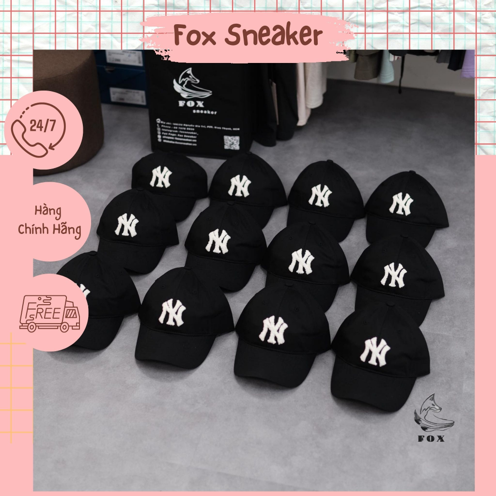 Mũ Nón MLB Màu Đen Logo Ny Bông - Fox Sneaker | Shopee Việt Nam