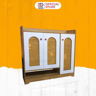 Tủ Giày Mây 3 cánh đa năng chứa đựng được nhiều đồ chất liệu gỗ MDF kích thước 90x90x30 DQ HOME