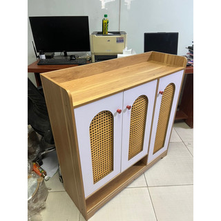 Tủ Giày Mây 3 cánh đa năng chứa đựng được nhiều đồ chất liệu gỗ MDF kích thước 90x90x30 DQ HOME