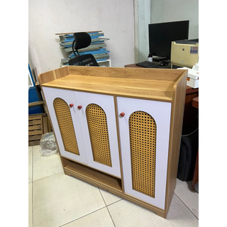 Tủ Giày Mây 3 cánh đa năng chứa đựng được nhiều đồ chất liệu gỗ MDF kích thước 90x90x30 DQ HOME