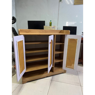 Tủ Giày Mây 3 cánh đa năng chứa đựng được nhiều đồ chất liệu gỗ MDF kích thước 90x90x30 DQ HOME