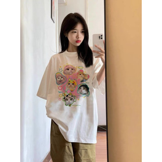 Áo thun nữ Tee in hình 6 chú Mèo Bunny baby dễ thương chất cotton 60 pha poly co giãn 2 chiều form rộng tay lỡ