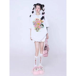 Áo thun nữ Tee in hình 6 chú Mèo Bunny baby dễ thương chất cotton 60 pha poly co giãn 2 chiều form rộng tay lỡ