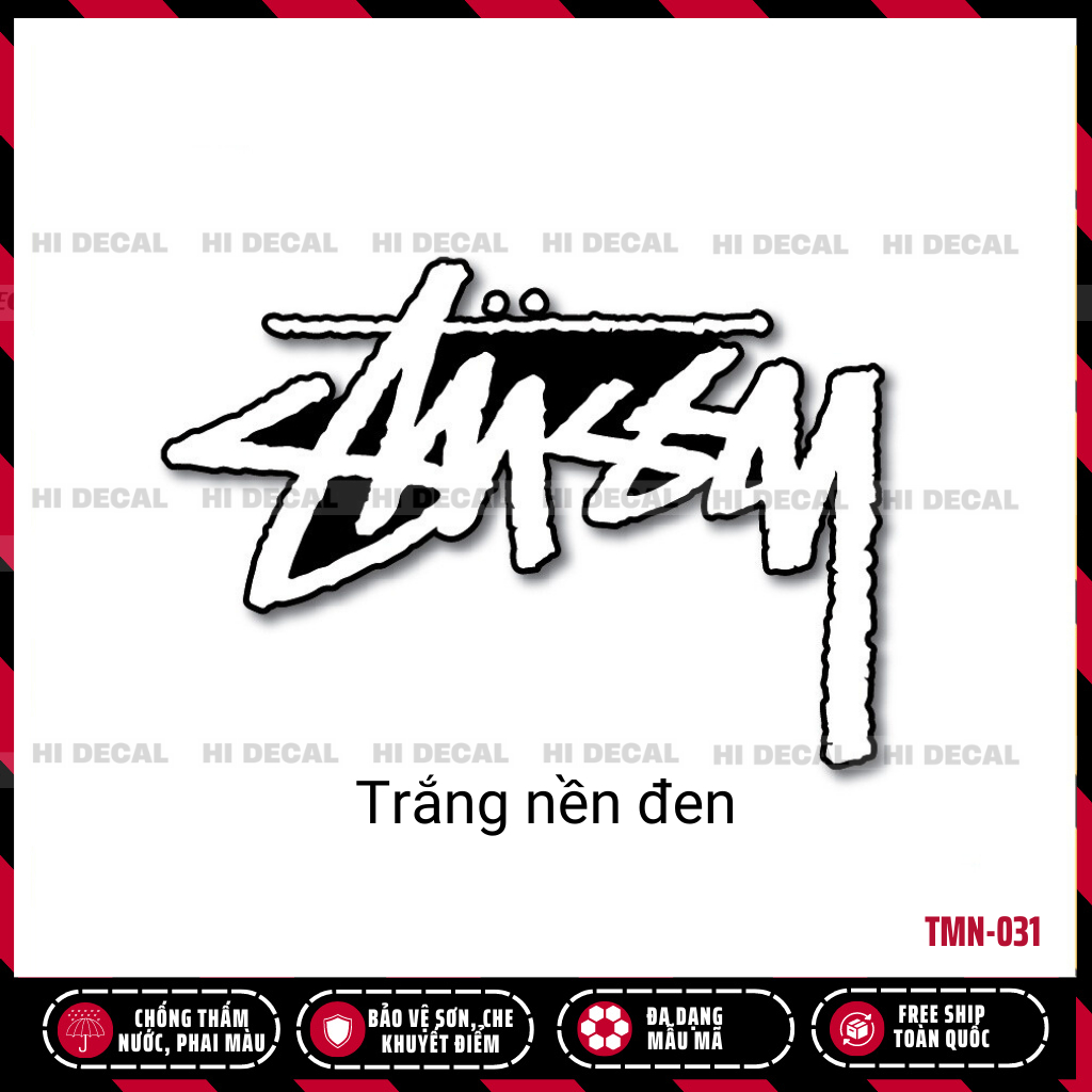 Tem chữ Stussy dán xe, điện thoại | TMN-031 | Decal chữ ký Stussy chống nước chống phai màu