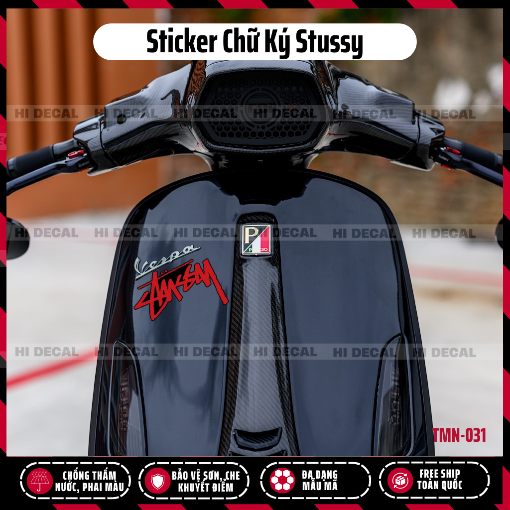 Tem chữ Stussy dán xe, điện thoại | TMN-031 | Decal chữ ký Stussy chống nước chống phai màu