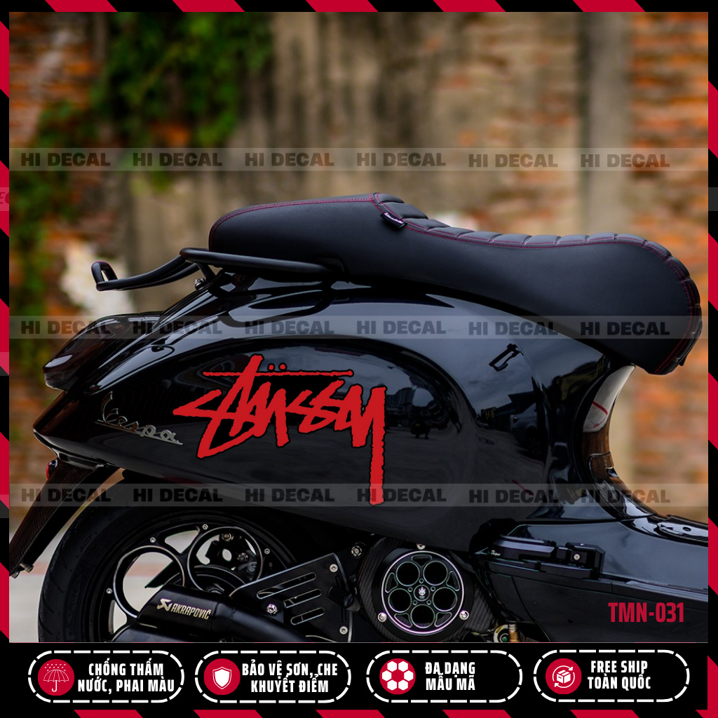 Tem chữ Stussy dán xe, điện thoại | TMN-031 | Decal chữ ký Stussy chống nước chống phai màu