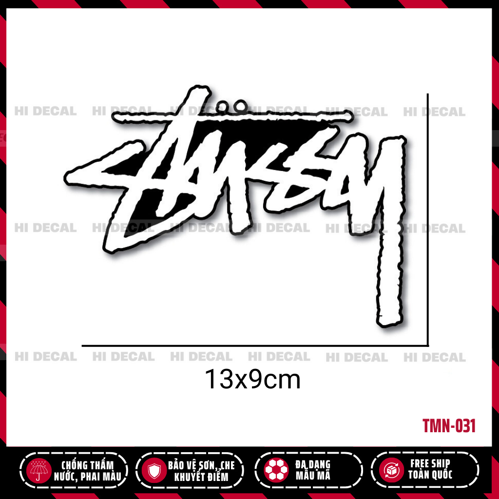Tem chữ Stussy dán xe, điện thoại | TMN-031 | Decal chữ ký Stussy chống nước chống phai màu