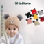 Mũ nón len trẻ em 2 quả bông chất dày mịn cho bé trai bé gái sơ sinh 0 - 2 tuổi ShinHome