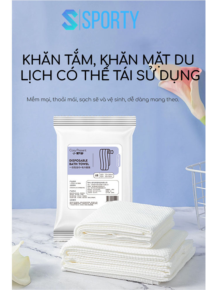 Ảnh Khăn tắm và khăn mặt SPORTY nhỏ gọn làm từ vải không dệt thấm hút nhanh, tái sử dụng nhiều lần 1