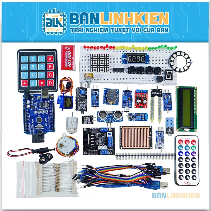 [BẢO HÀNH 6 THÁNG] Bộ KIT Học Tập Arduino Uno R3 BLK Plus đầy đủ từ cơ bản đến nâng cao kèm tài liệu hướng dẫn