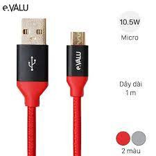 Cáp sạc nhanh Micro 1m eValu LTM -01 Đỏ đen hàng chính hãng 100% bảo hành 12 tháng ( mầu ngẫu nhiên)