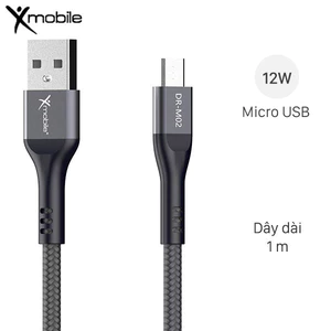 Cáp Micro 1m Xmobile DR-M02 Xám hàng like new chính hãng 100% bảo hành 12 tháng