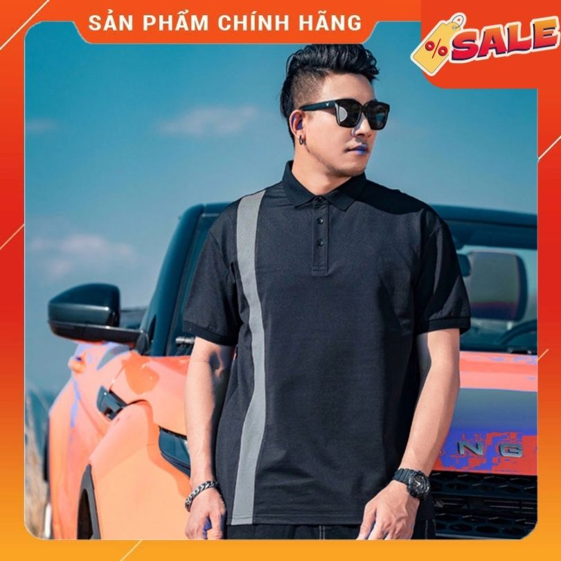 Áo polo nam bigsize 80-120Kg phối kẻ sọc xám,chất liệu cotton xuất xịn, form cá sấu, chống nhăn, bền màu, trẻ trung