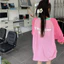 Áo dài tay mỏng thun giấy form rộng hoạ tiết bông hoa màu sắc dễ thương chất vàng hồng ATDT005 - Tiktik