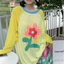 Áo dài tay mỏng thun giấy form rộng hoạ tiết bông hoa màu sắc dễ thương chất vàng hồng ATDT005 - Tiktik