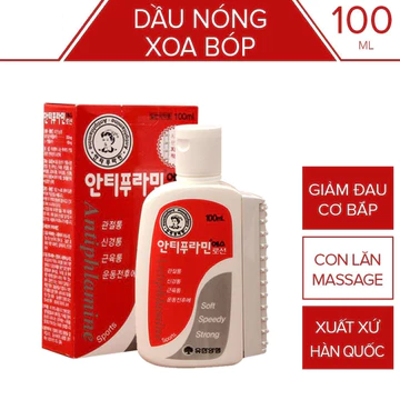 Dầu Xoa Bóp Hàn Quốc Chai Đỏ [NHẬPJ KHẨU] Dầu Xoa Bóp Xương Khớp Gia Truyền , Dầu Gió Nóng Hàn Quốc có Con Lăn Massage