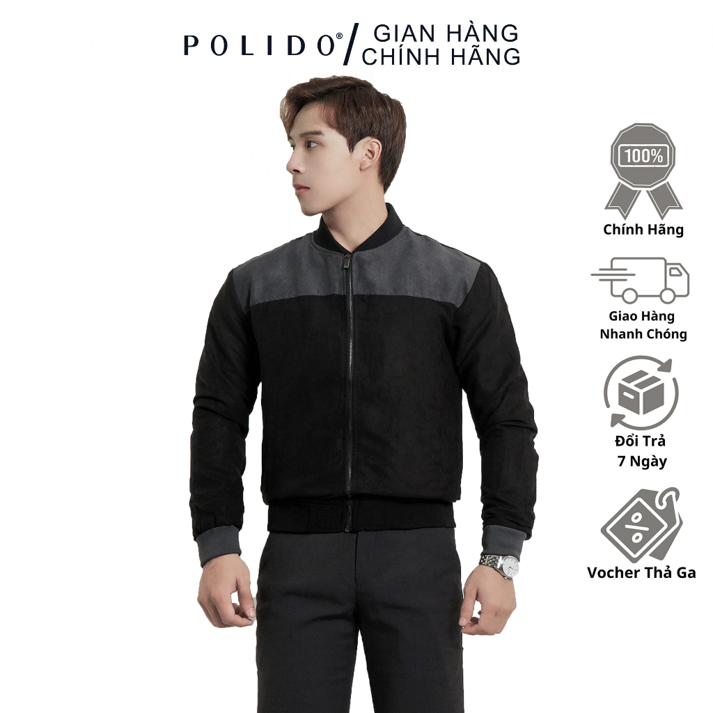 Áo Khoác Bomber CF Polido Nam Da Lộn 2 Lớp Chất Liệu Da Lộn Dễ Phối Kiểu Dáng Basic Thời Trang Nam Cá Tính Mạnh Mẽ