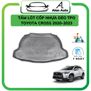 Lót cốp nhựa Toyota Cross 2020-2025, Nhựa dẻo TPO không mùi, vệ sinh dễ dàng, chống nước tuyệt đối.