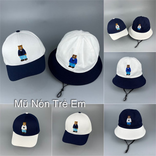 [ 3 tuổi - 8 tuổi ] Nón tai bèo thêu GẤU - Mũ lưỡi trai cho trẻ em, bé trai, bé gái