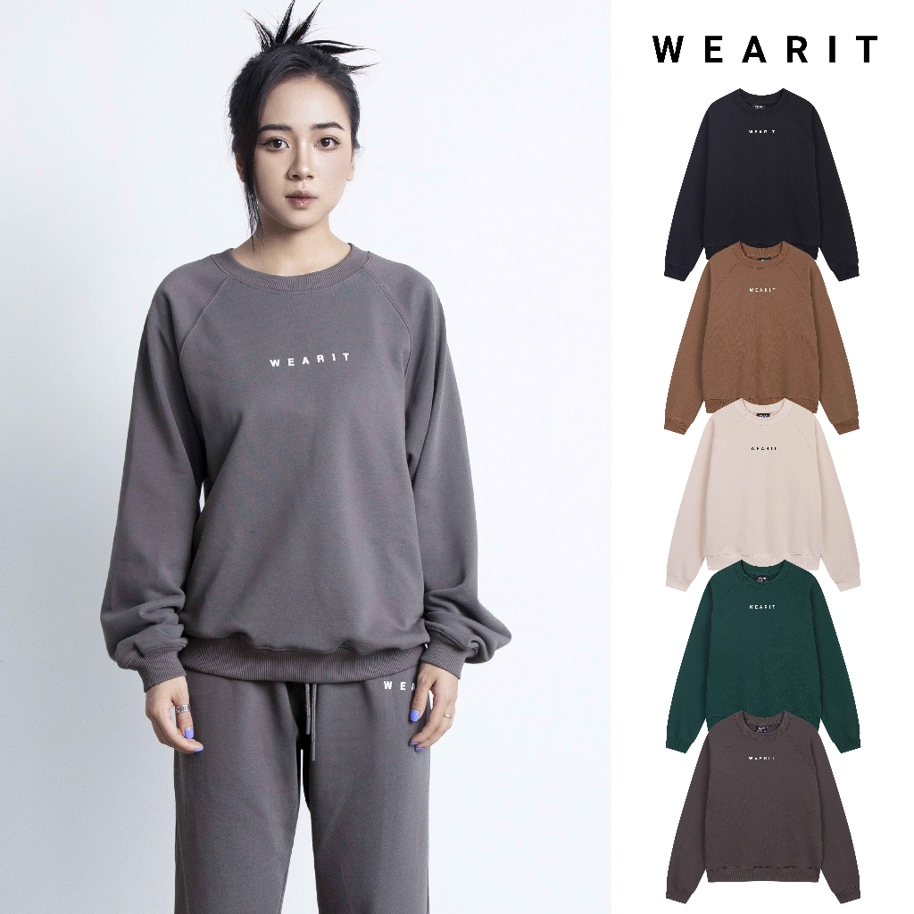 Áo sweater Nam Nữ WEARIT chất liệu nỉ cotton, kiểu dáng tay áo raglan, nhiều màu sắc dễ phối