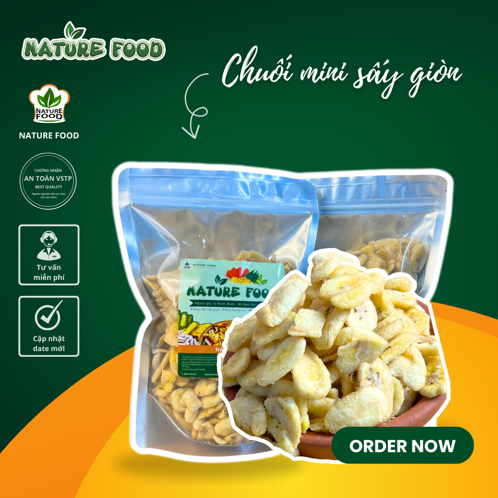 [TÚI 500GR] Chuối mini sấy giòn NATURE FOOD | Shopee Việt Nam