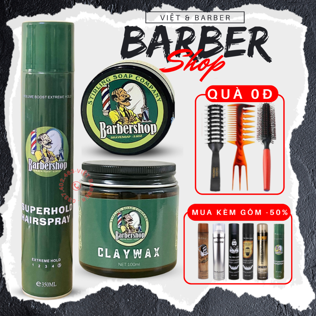Combo Gôm Sáp vuốt tóc Baber Shop bản Pro Hương Nước Hoa Giữ Nếp Cực Kỳ Tốt | Shopee Việt Nam
