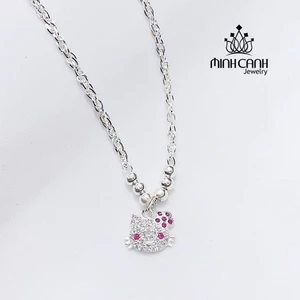 Dây Chuyền Bạc Xoắn Mèo Hello Kitty Cho Bé Gái - Minh Canh Jewelry