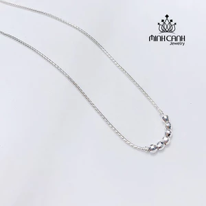 Dây Chuyền Bạc Ta Sợi Trơn Mix Bi Cho Bé Gái - Minh Canh Jewelry