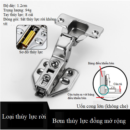 Bản lề giảm chấn Inox 304, Bản lề tủ